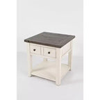 Tavolino quadrato in stile rustico, colore Marrone Barnwood/Bianco Vintage