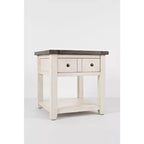 Tavolino quadrato in stile rustico, colore Marrone Barnwood/Bianco Vintage