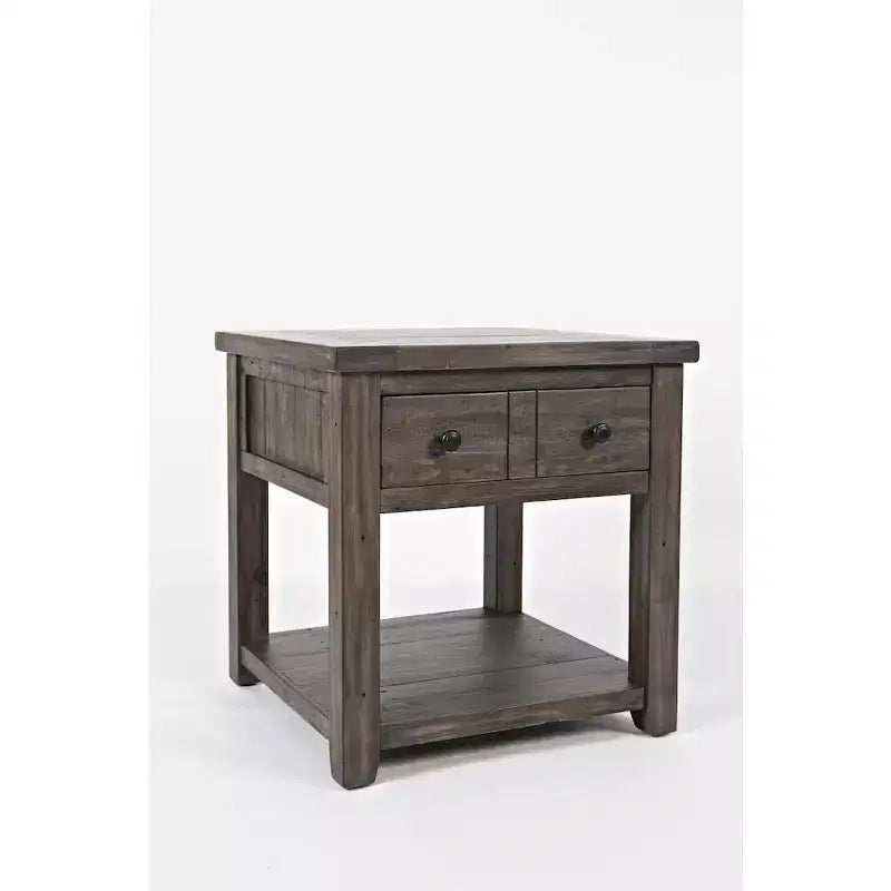 Tavolino quadrato in stile rustico, colore Marrone Barnwood/Bianco Vintage