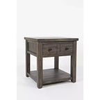 Tavolino quadrato in stile rustico, colore Marrone Barnwood/Bianco Vintage