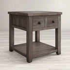 Tavolino quadrato in stile rustico, colore Marrone Barnwood/Bianco Vintage