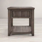 Tavolino quadrato in stile rustico, colore Marrone Barnwood/Bianco Vintage