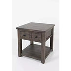 Tavolino quadrato in stile rustico, colore Marrone Barnwood/Bianco Vintage
