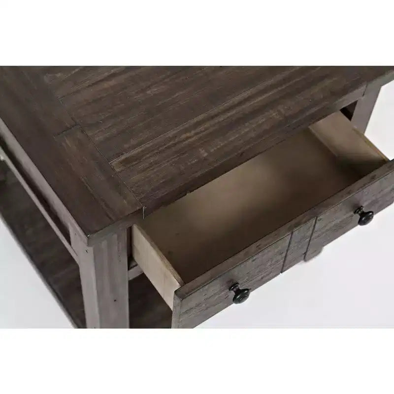 Tavolino quadrato in stile rustico, colore Marrone Barnwood/Bianco Vintage