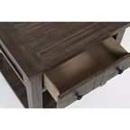 Tavolino quadrato in stile rustico, colore Marrone Barnwood/Bianco Vintage