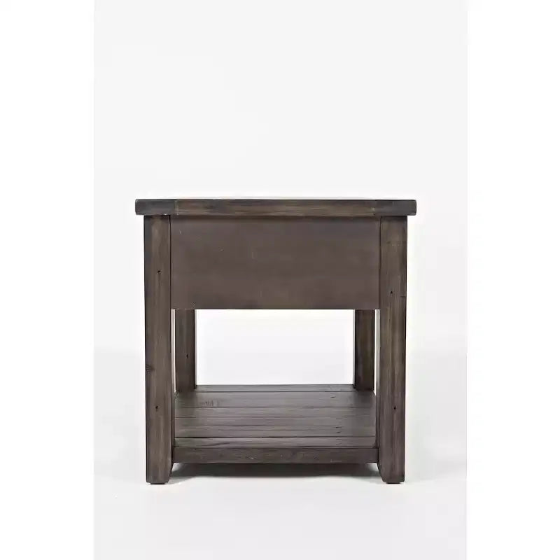 Tavolino quadrato in stile rustico, colore Marrone Barnwood/Bianco Vintage
