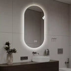 Specchio da Bagno Ovale a LED 48x24 Pollici Montaggio a Parete Anti-Appannamento Touch Screen
