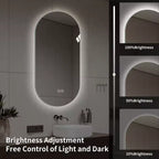 Specchio da Bagno Ovale a LED 48x24 Pollici Montaggio a Parete Anti-Appannamento Touch Screen