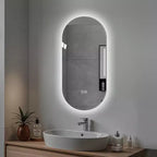 Specchio da Bagno Ovale a LED 48x24 Pollici Montaggio a Parete Anti-Appannamento Touch Screen