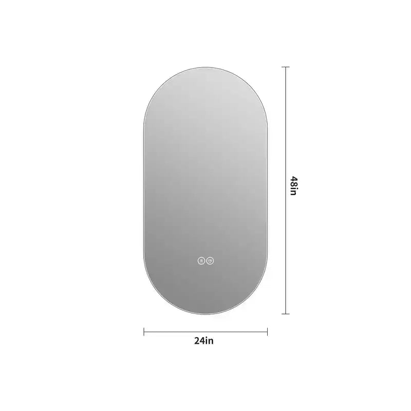 Specchio da Bagno Ovale a LED 48x24 Pollici Montaggio a Parete Anti-Appannamento Touch Screen