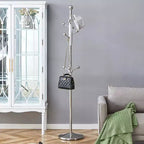 Okak Modern Stainless Steel Coat Rack, Hall Tree with Detachable Bracket, Freestanding Coat Tree for Living Room, Entryway, Bedroom, Silver