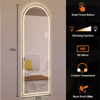Specchio a LED intero ad arco dorato - da terra e a parete