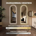 Specchio a LED intero ad arco dorato - da terra e a parete