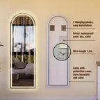 Specchio a LED intero ad arco dorato - da terra e a parete