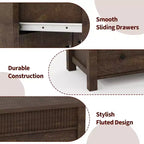 Comò in legno scanalato beige/marrone — Cassettiera a 6 o 7 cassetti per camera da letto, soggiorno e ingresso