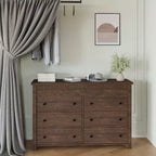 Comò in legno scanalato beige/marrone — Cassettiera a 6 o 7 cassetti per camera da letto, soggiorno e ingresso