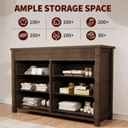 Comò in legno scanalato beige/marrone — Cassettiera a 6 o 7 cassetti per camera da letto, soggiorno e ingresso
