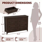 Comò in legno scanalato beige/marrone — Cassettiera a 6 o 7 cassetti per camera da letto, soggiorno e ingresso