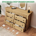 Comò in legno scanalato beige/marrone — Cassettiera a 6 o 7 cassetti per camera da letto, soggiorno e ingresso