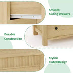 Comò in legno scanalato beige/marrone — Cassettiera a 6 o 7 cassetti per camera da letto, soggiorno e ingresso