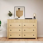 Comò in legno scanalato beige/marrone — Cassettiera a 6 o 7 cassetti per camera da letto, soggiorno e ingresso