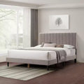 Velvet Queen Bed Frame, Wingback Headboard with Vertical Tufting, Wooden Slats, No Box Spring, Easy Assembly,White