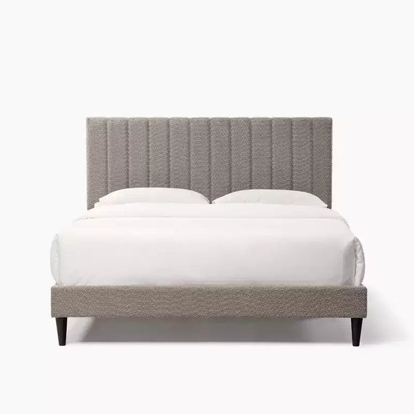 Struttura letto a piattaforma in velluto bianco con testiera ad ali, Queen, 2 posti letto