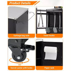 Tavolo Carrello Porta Grill in Acciaio Nero per Barbecue Kamado Grandi, Griglia Singola, Piano in Acciaio Inox, Ruote Bloccabili