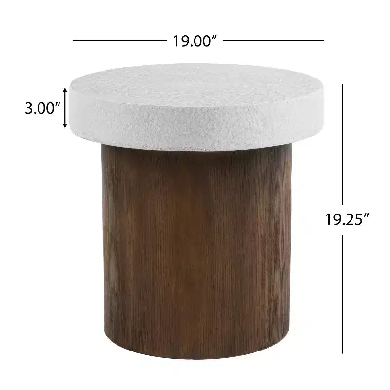 Tavolino rotondo bianco effetto pietra – Per interni/esterni, 1 pezzo