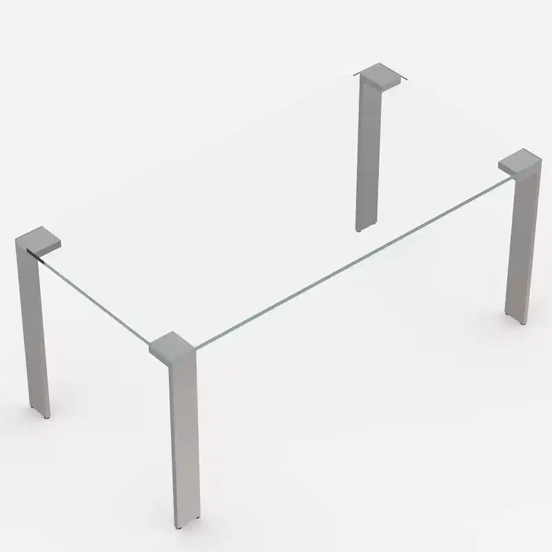 Tavolo da Pranzo Rettangolare in Vetro Temperato Argento e Bianco, 6 Posti a Sedere