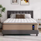 Materasso ibrido in memory foam da 14 pollici bianco e beige, King, 2 persone