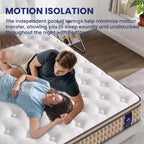 Materasso ibrido in memory foam da 14 pollici bianco e beige, King, 2 persone