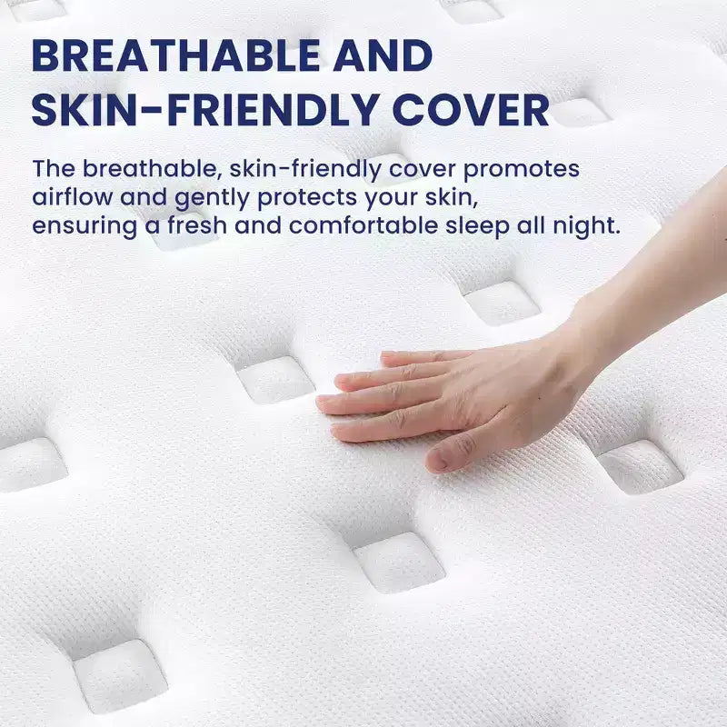 Materasso ibrido in memory foam da 14 pollici bianco e beige, King, 2 persone