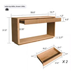Consolle da 60" stile rustico con 2 cassetti scanalati e ripiano — Nero / Naturale / Noce