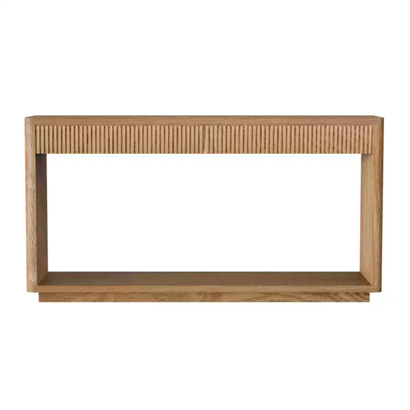 Consolle da 60" stile rustico con 2 cassetti scanalati e ripiano — Nero / Naturale / Noce