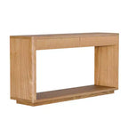 Consolle da 60" stile rustico con 2 cassetti scanalati e ripiano — Nero / Naturale / Noce