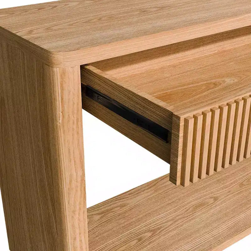 Consolle da 60" stile rustico con 2 cassetti scanalati e ripiano — Nero / Naturale / Noce