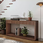 Consolle da 60" stile rustico con 2 cassetti scanalati e ripiano — Nero / Naturale / Noce