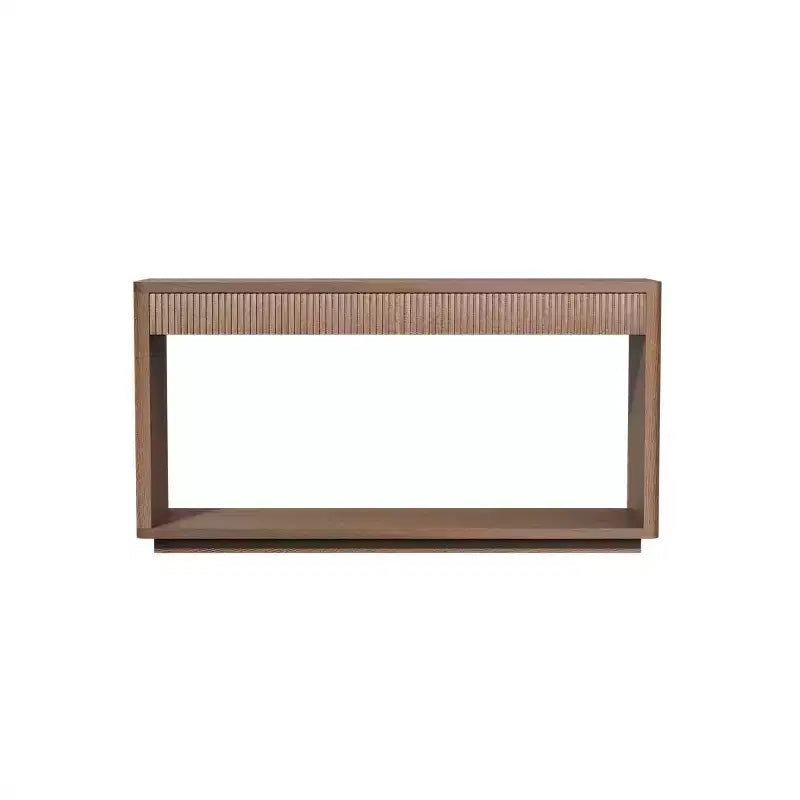 Consolle da 60" stile rustico con 2 cassetti scanalati e ripiano — Nero / Naturale / Noce