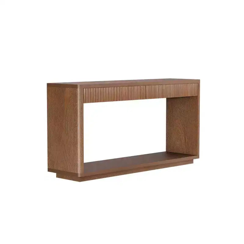 Consolle da 60" stile rustico con 2 cassetti scanalati e ripiano — Nero / Naturale / Noce