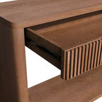 Consolle da 60" stile rustico con 2 cassetti scanalati e ripiano — Nero / Naturale / Noce