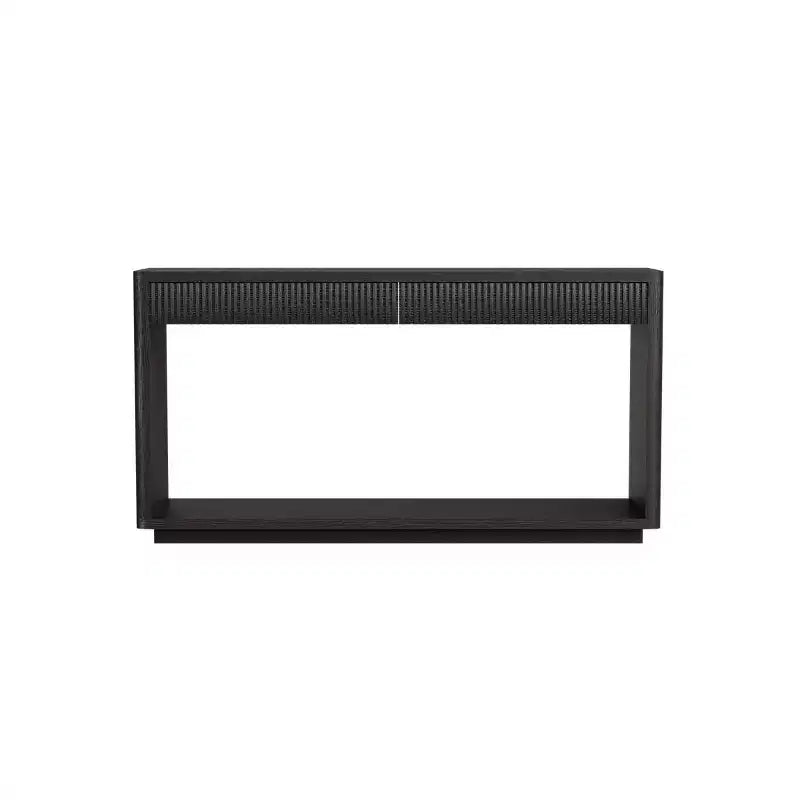 Consolle da 60" stile rustico con 2 cassetti scanalati e ripiano — Nero / Naturale / Noce