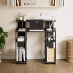 Scrivania per computer da 35" con ripiani laterali — Americano / Nero / Grigio / Bianco, 1 persona