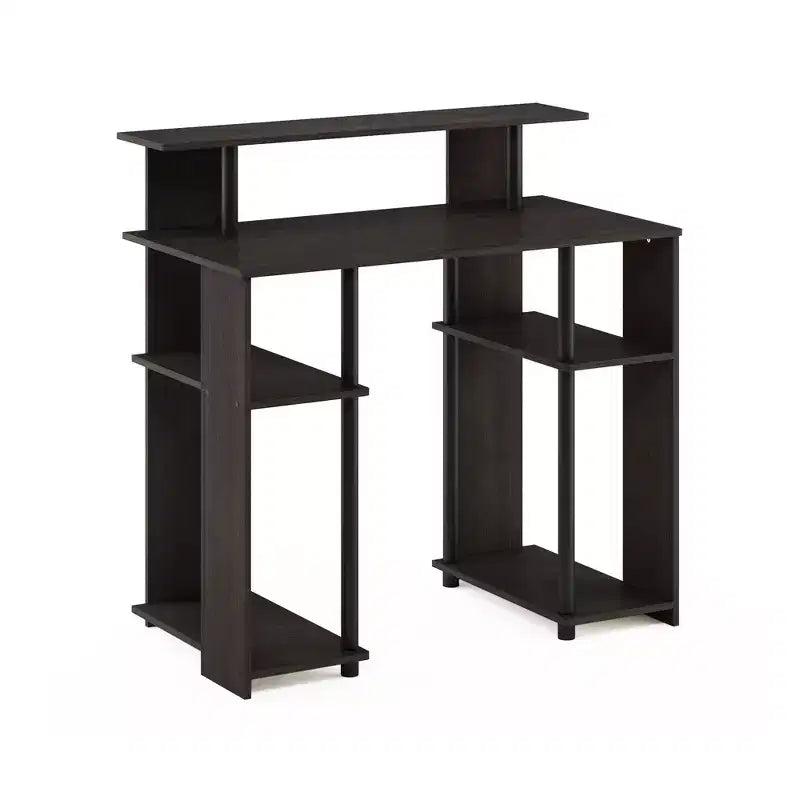 Scrivania per computer da 35" con ripiani laterali — Americano / Nero / Grigio / Bianco, 1 persona