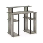 Scrivania per computer da 35" con ripiani laterali — Americano / Nero / Grigio / Bianco, 1 persona