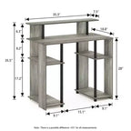 Scrivania per computer da 35" con ripiani laterali — Americano / Nero / Grigio / Bianco, 1 persona
