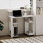 Scrivania per computer da 35" con ripiani laterali — Americano / Nero / Grigio / Bianco, 1 persona