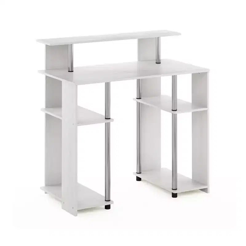 Scrivania per computer da 35" con ripiani laterali — Americano / Nero / Grigio / Bianco, 1 persona
