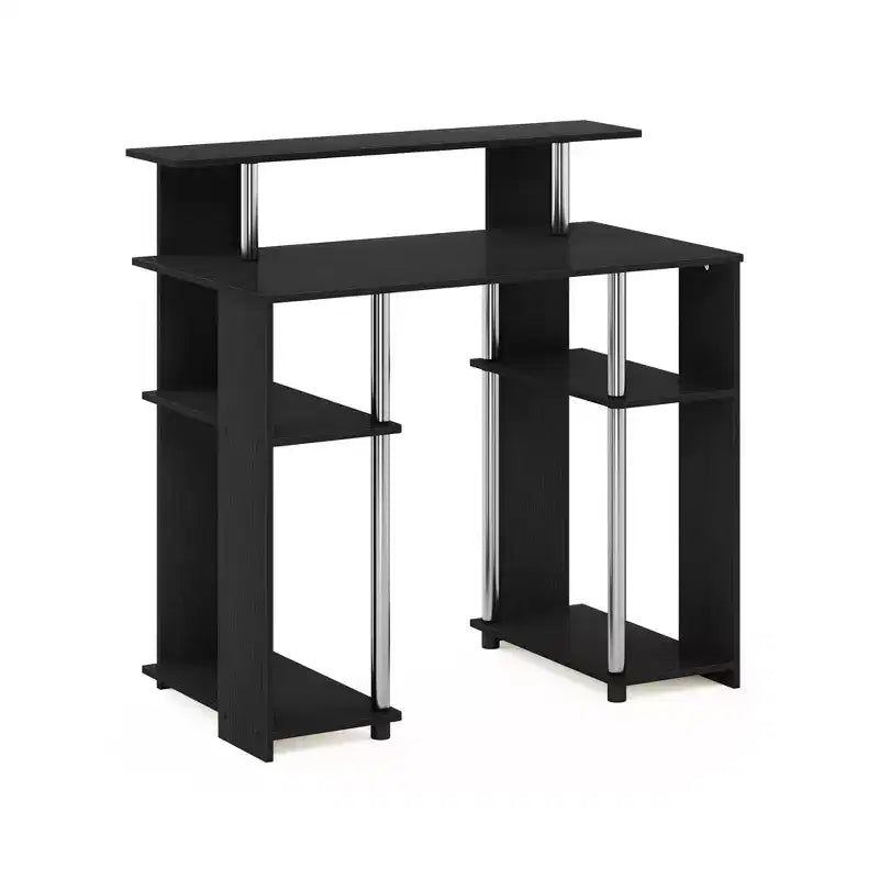 Scrivania per computer da 35" con ripiani laterali — Americano / Nero / Grigio / Bianco, 1 persona