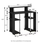 Scrivania per computer da 35" con ripiani laterali — Americano / Nero / Grigio / Bianco, 1 persona